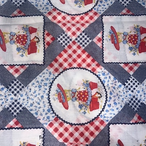 1/2 yd Vintage 1970’s  Holly Hobbie Style Cheater Print Cotton Fabric