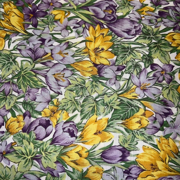 1/2 Yd Vintage Hoffman “ Les Jardins ” Floral Cotton Fabric