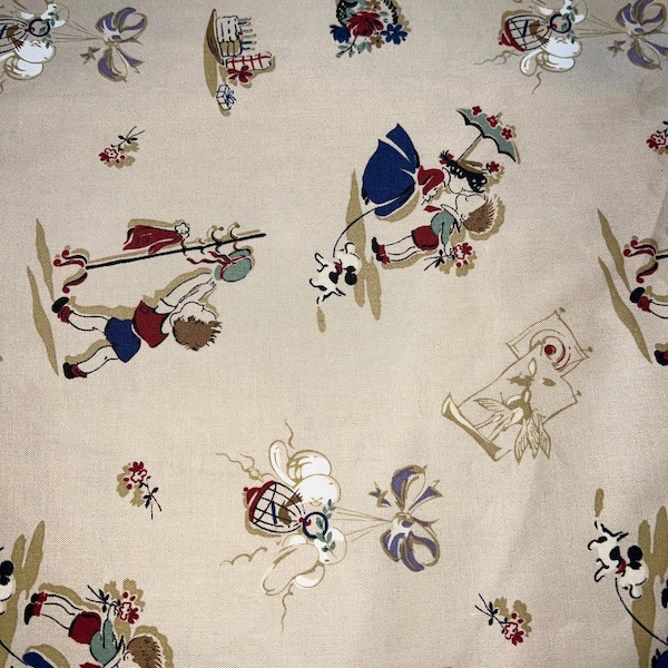 1/2 Yd vintage "Georgie Porgie" Retro Kids Print Cotton Fabric for Marcus Brothers