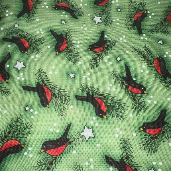 1/2 yd “Snow Flurries “ Winter Christmas Print by  Diane Knott for Clothworks Cotton Fabric