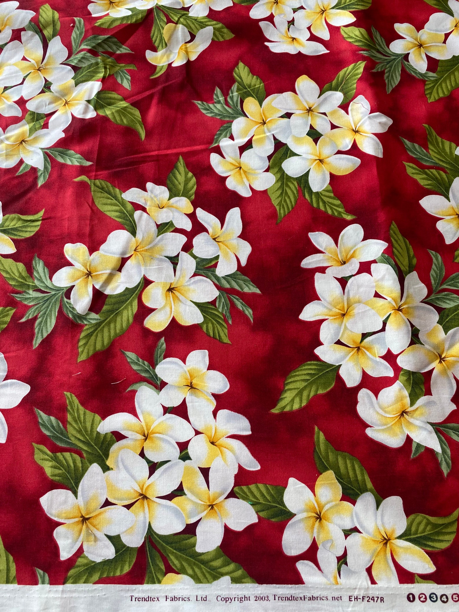 1/2 Yd Tropical Plumeria Flower Hawaiian Print Cotton Fabric - Etsy