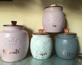 pastel pink tea coffee sugar canisters