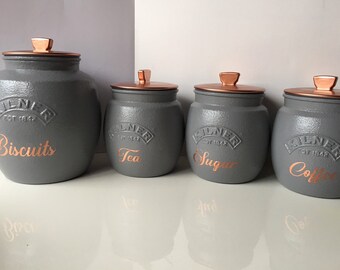 grey and copper tea coffee sugar