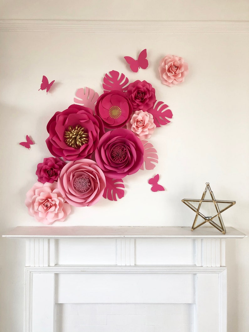 Paper Flower Wall Display Etsy