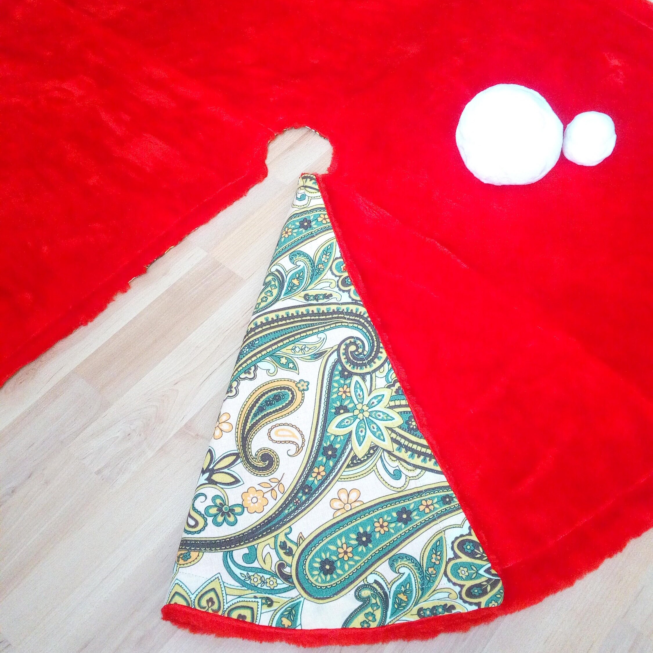 Reversible Christmas Tree Skirt Faux Fur Xmas Tree Skirt Etsy