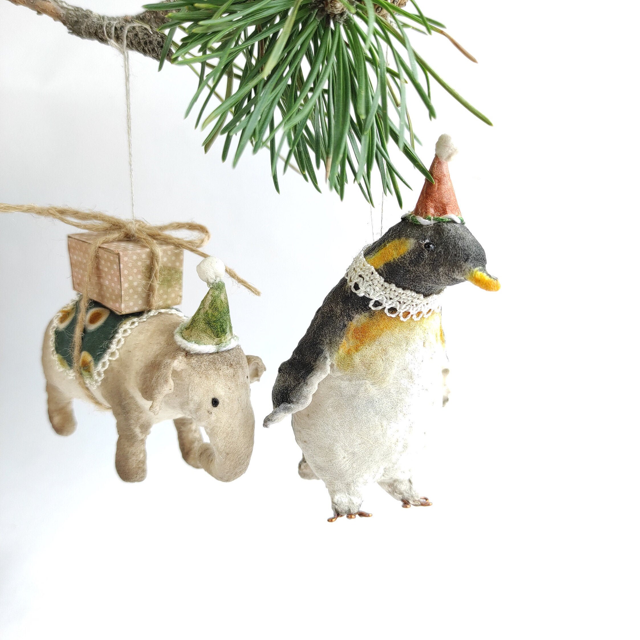 Spun Cotton animals ornament Vintage style Christmas Etsy