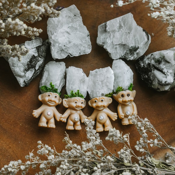 Mini Moonstone Troll- | Crystal Troll | Good Luck Charm | June Birthstone | June Gift  | Moonstone Gift | Vintage | Y2K | 90s | Nostalgia