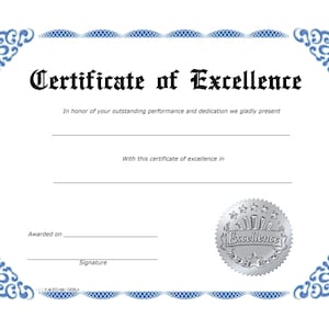 Blank Certificate of Excellence
