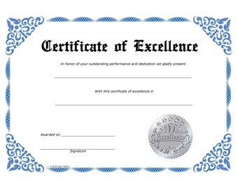 Blank Certificate of Excellence
