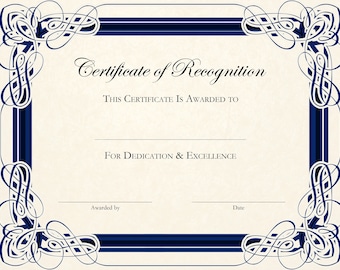 Blank Certificate of Recognition