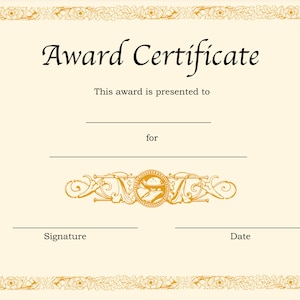 Blank Award Certificate