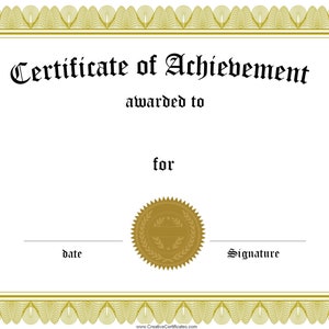 Blanco certificaat van prestatie
