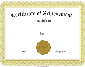 Blank Certificate of Achievement