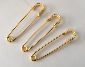 10pcs Extra Large Gold Strong Heavy Duty Safety Pins Craft Jewelry Hardware