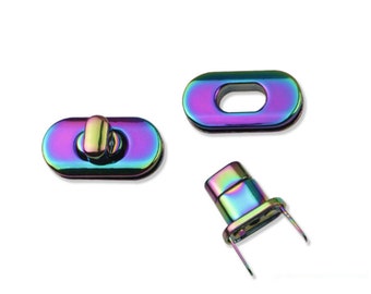 4pcs 35x18mm Oval Turn Lock Rainbow Twist Turn Lock Bag Purse Lock