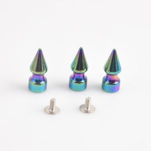 4/10/20pcs 10x24mm Rainbow Cone Rivets Screw Punk Rivet Bullet Cone Spike Stud Metal Screw Rivets