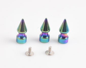 4/10/20pcs 10x24mm Rainbow Cone Rivets Screw Punk Rivet Bullet Cone Spike Stud Metal Screw Rivets