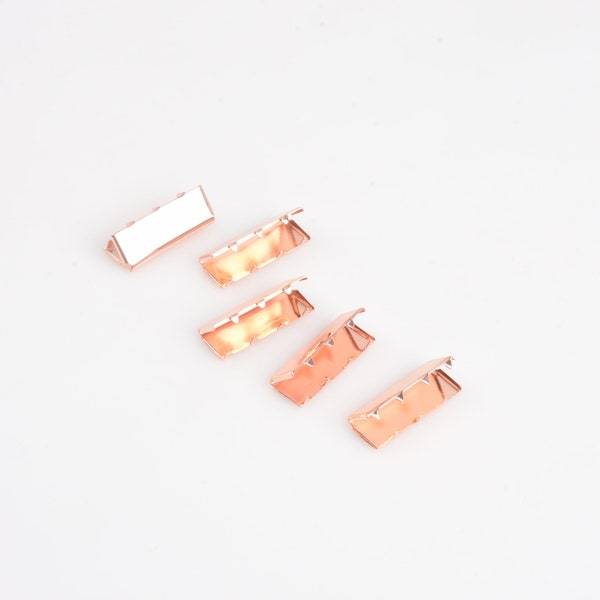 10/30/50pcs 1 pouce Rose Gold Metal Belt End Tips Strap Tail End Clips