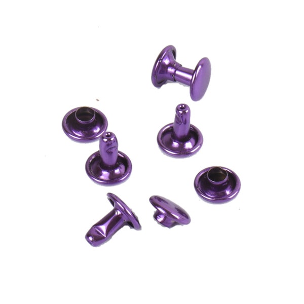 50pcs Metal Button Double Cap Round Rivet 8x8mm Belt Hardware Fuchsia/Blue/Purple/Green/Red/Orange/Rainbow