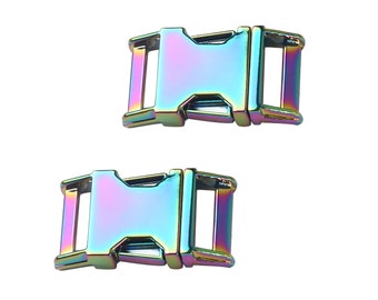 2/4/10pcs 20mm Rainbow Release Buckle Curved Metal Side Quick Release Adjustable Buckle