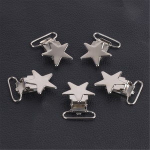 10pcs 25mm Silver Star suspender clip Duckbill Clip Sheet Clip, Pacifier Clip, Accessories for Pacifier Clip, Duckbill Clip