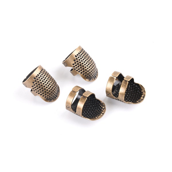 2pcs Retro Handworking Sewing Thimble Finger Protector Metal Thimble Ring