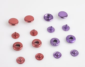 10/20/50/100sets Snap Buttons Fastener Metal Buttons for Clothing Red/Purple