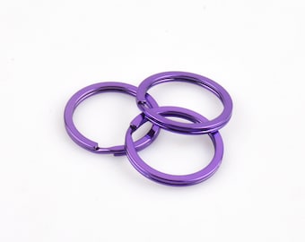 5/10/20pcs 30mm Purple Flat Split Rings Keychain Connector