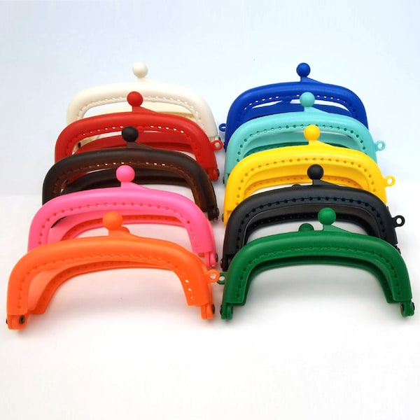 5pcs Candy color 16cm Plastic Kiss Lock Bag handle Clip Clasp Handbag Purse Frame