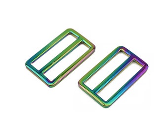 4pcs Metal Flat wire slider buckle rainbow adjustable buckle 20mm/25mm/32mm/38mm/50mm