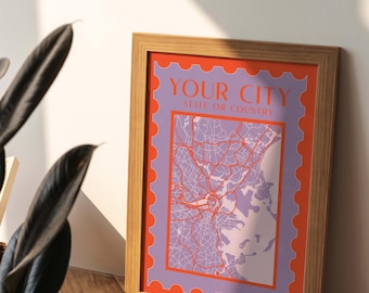 Custom City Map, Any Town, Any City, Personalized Map, Custom Map Print, Custom Map, Your City, Printable Wall Art, Digital Download