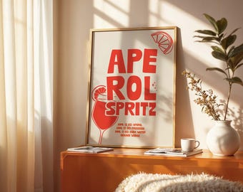Aperol Spritz Cocktail Print: Bar Kunst (Digitaler Download)