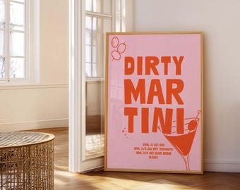 Dirty Martini Cocktail Poster: Vibrant Bar Cart Art (Digital Download)