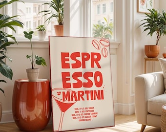 Espresso Martini Recipe Art Print: Cocktail Bar Cart Decor (Digital Download)