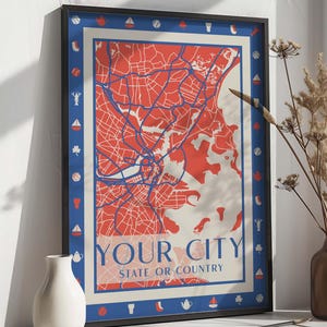 Custom City Map, Any Town, Any City, Personalized Map, Custom Map Print, Custom Map, Your City, Printable Wall Art, Digital Download
