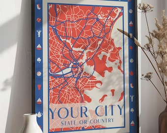 Personalized City Map Print: Custom Town Wall Art (Digital Download)