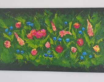 Meadow Acrylic Painting on Wood Board (20 x 40 inches) | Art for Trauma Survivor
