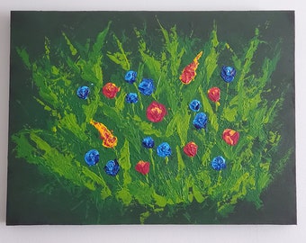 Meadow Acrylic Painting on Wood Board (24x18 inches) | Art for Trauma Survivor