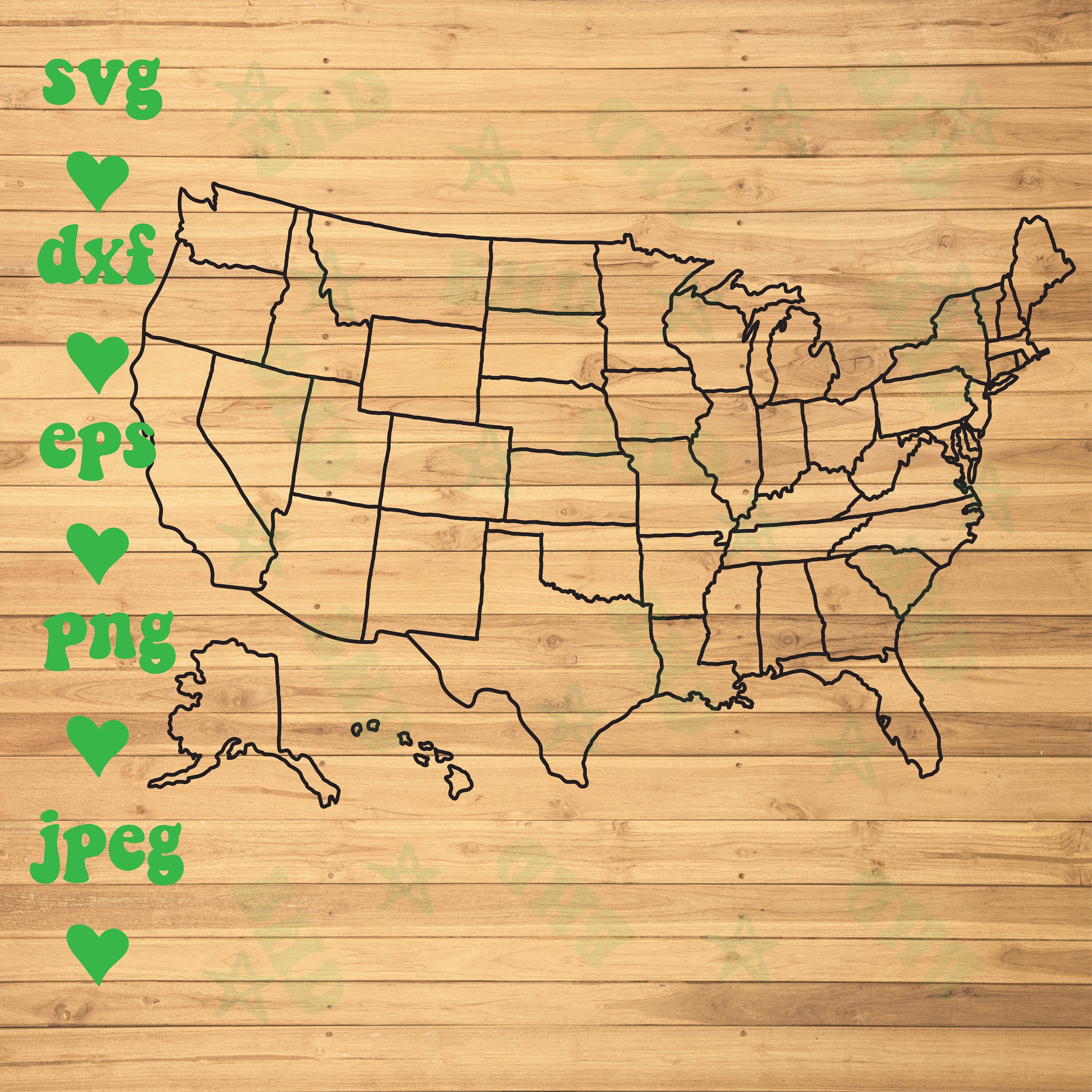Usa Map Svg Files States Svg Files For Cricut All States Svg Etsy