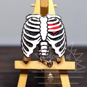 Rib Cage Radiology Badge Reel | X-Ray Technician  Holder, Clip | Nurse, Radiologist Gift | Rad Tech | Skeleton, Anatomy, Cartoon Heart, Xray