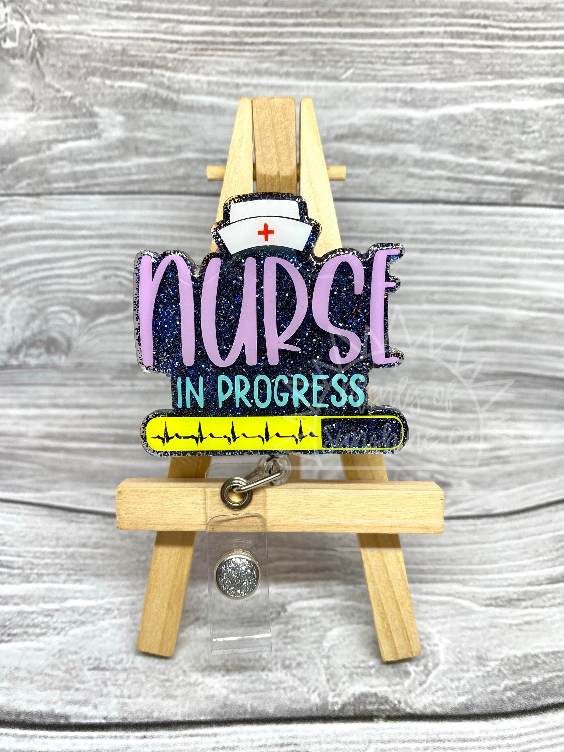 Nurse in Progress Badge Reel Nursing Student Glitter, Interchangeable Badge  Clip, Holder Nurse in Training, Loading 