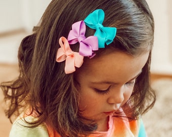 Choose your own 3 pieces bow set. Hair bows, Toddler hair bows, Bow clips, Grosgrain bow, Hair bow baby, Small hair bow, Baby barrettes.