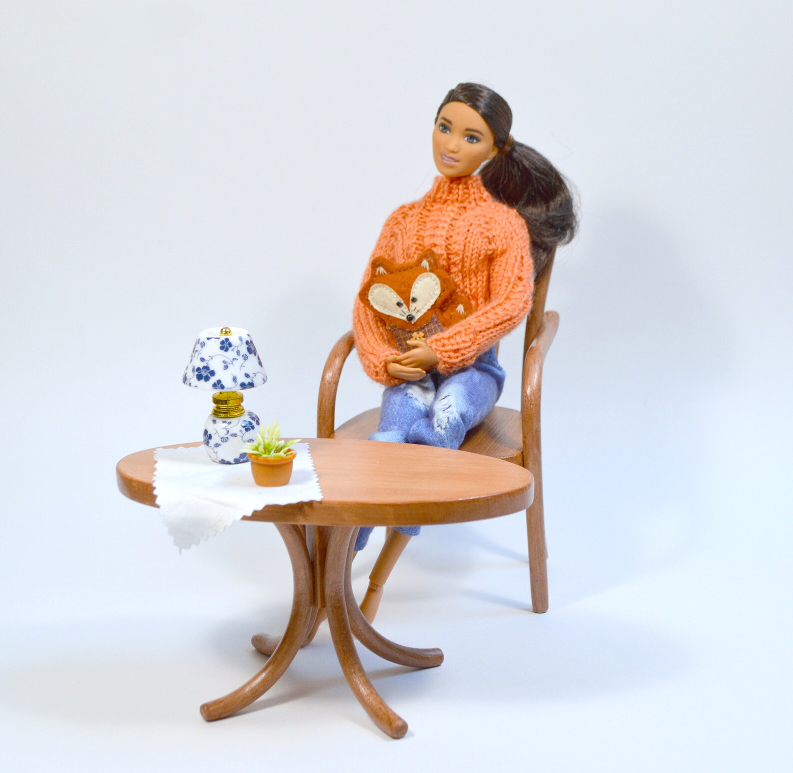 Miniature wooden coffee table barbie wooden table Etsy