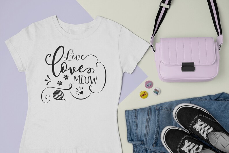 Live Love Meow SVG Cat Mom SVG Cat Mama svg Cat Svg Fur | Etsy