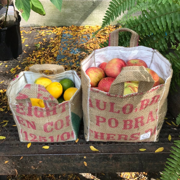 6" Up-cycled Burlap Storage Bag