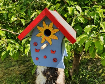 Buntes Vogelhaus Nistkasten Blau