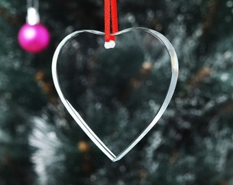 Ready to ship Heart Shape  Glass Ornament for engraving, round glass for UV printer, Suncatchers, Glass for Decoupage, Personalized Blanks