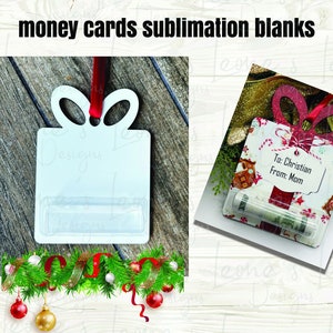 Ornamento em branco para porta-cartões de dinheiro MDF de férias de sublimação, espaços em branco de sublimação, cartão duro, pronto para sublimar, enfeite de Natal, UNISUB