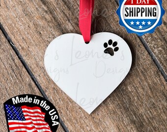 Sublimation Heart Paw Ornament: Benelux Hardboard Blank (3" X 2.8")