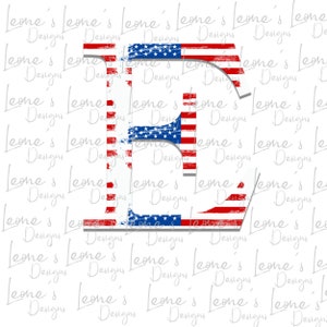 USA Flag Letter E: Patriotic PNG Design (Digital Download)